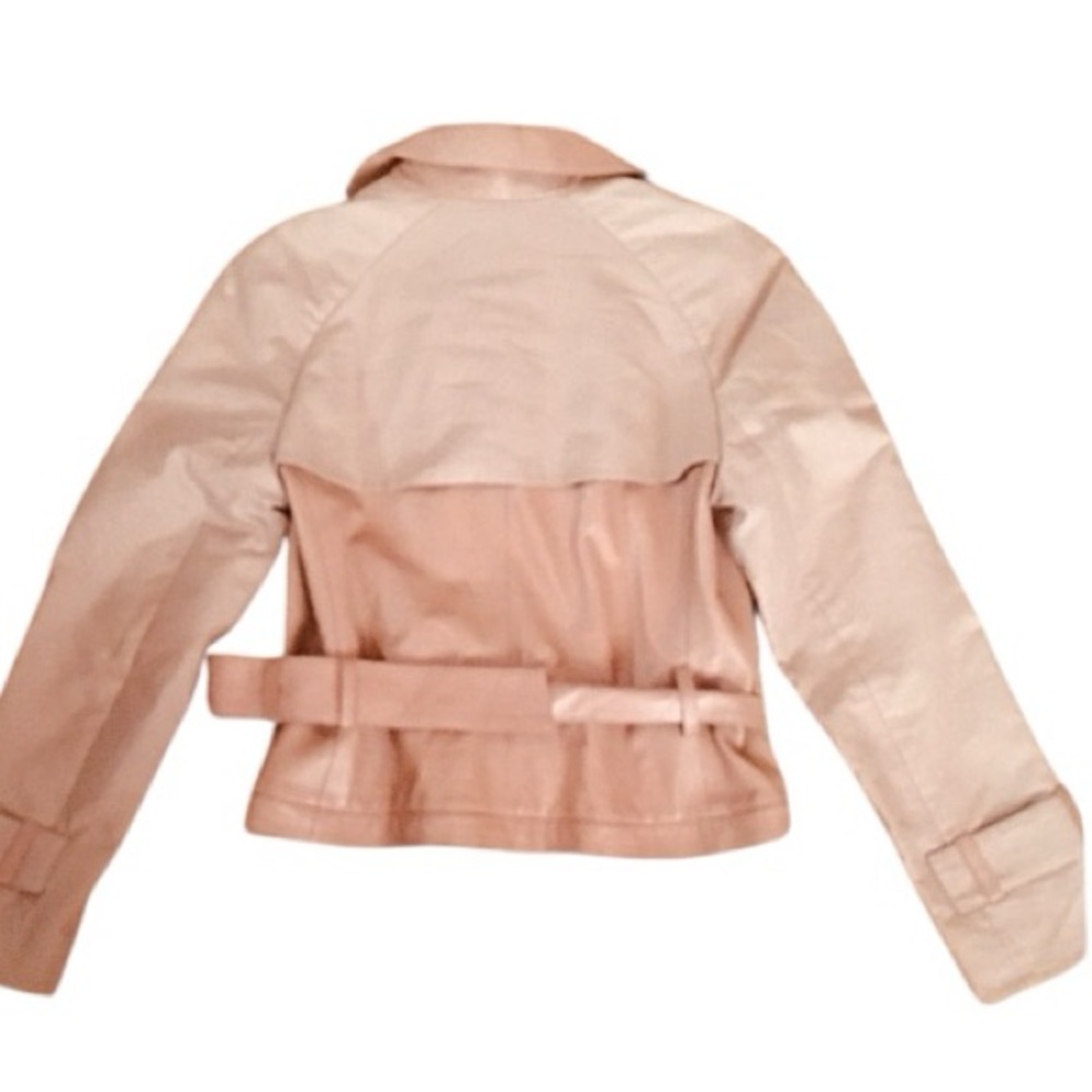AKRIS Convertible 2in1 Lamb Leather & Cotton Trench-coat Jacket Desert Beige Sz6 - Picture 10 of 16